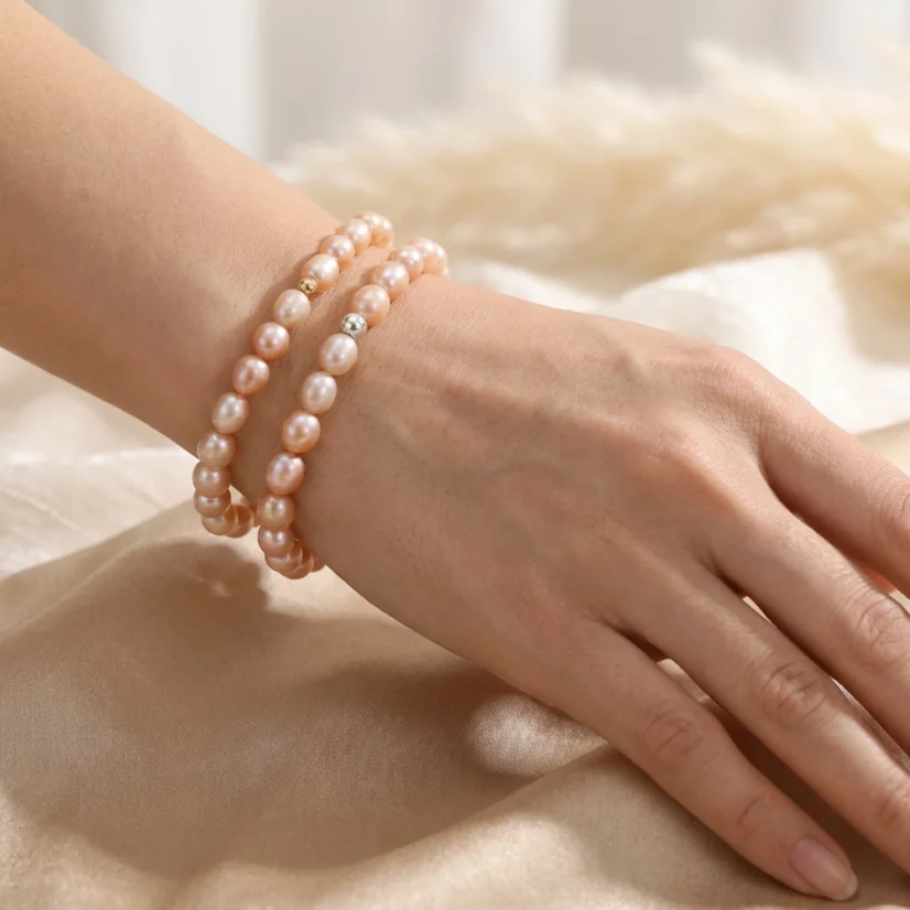 Perlový NÁRAMEK - ROSE BUBBLE MIST