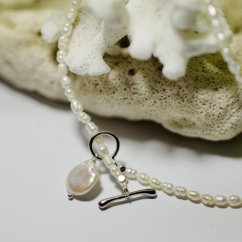 Perlový NÁHRDELNÍK - WHITE SIMPLY SILVER COIN