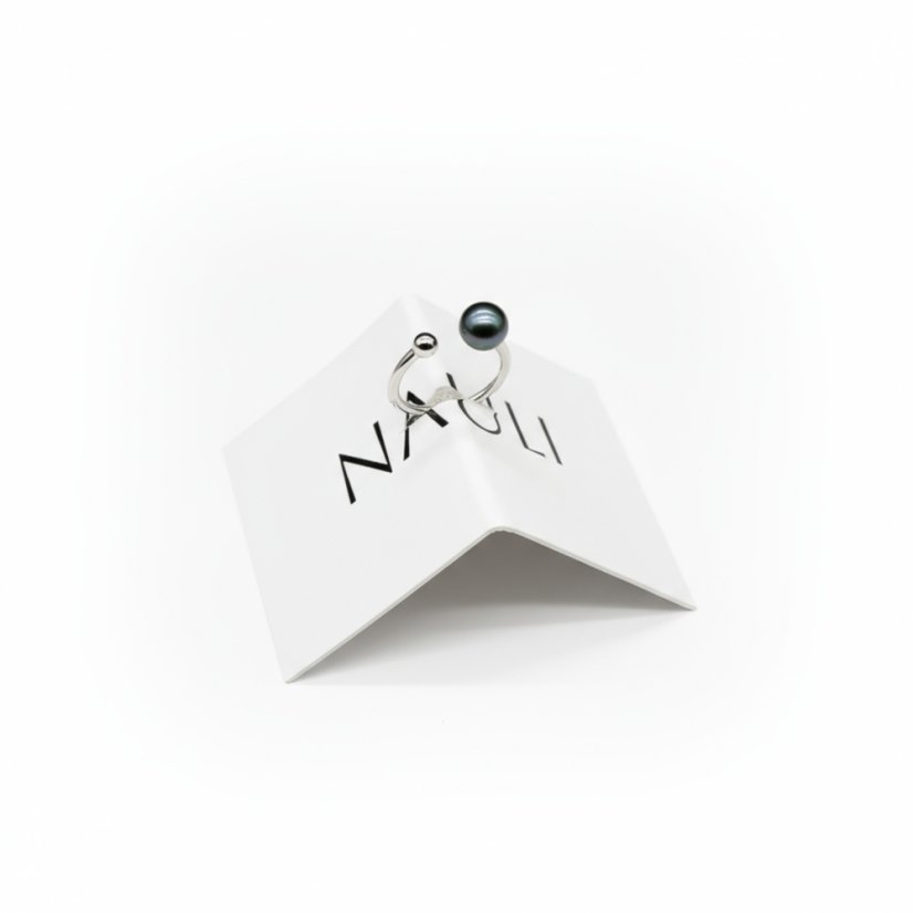 Stříbrný prsten s perlou - DARK