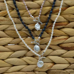 Perlový NÁHRDELNÍK - WHITE SIMPLY SILVER COIN