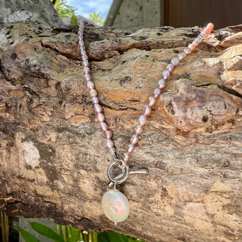 Perlový NÁHRDELNÍK - VIOLET SIMPLY SILVER COIN