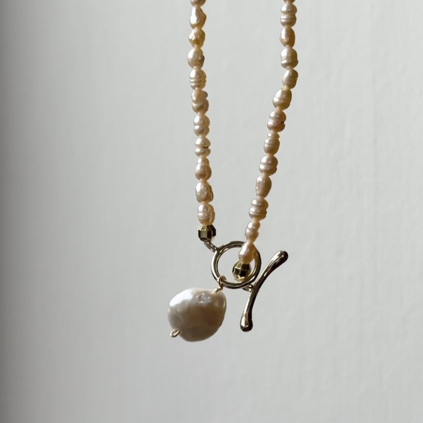 Perlový NÁHRDELNÍK - ROSE SIMPLY GOLD COIN