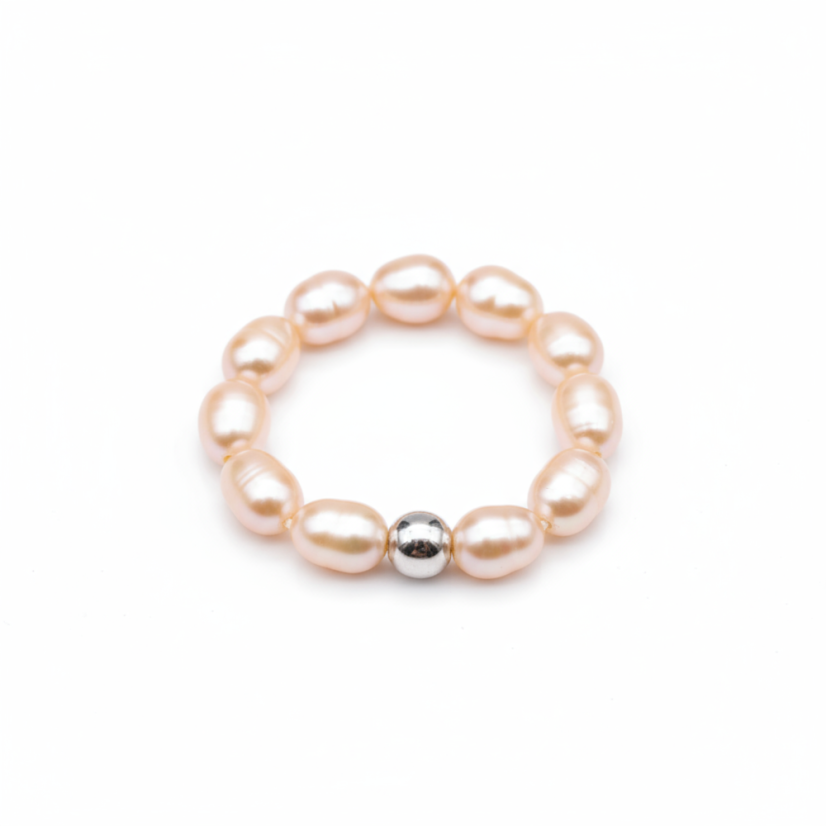 Perlový PRSTEN BUBBLE ROSE - Barva zapínání: Stříbrná, Velikost: 56