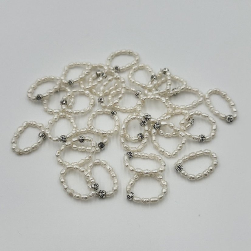 Perlový PRSTEN WHITE SIMPLY - Velikost: 50