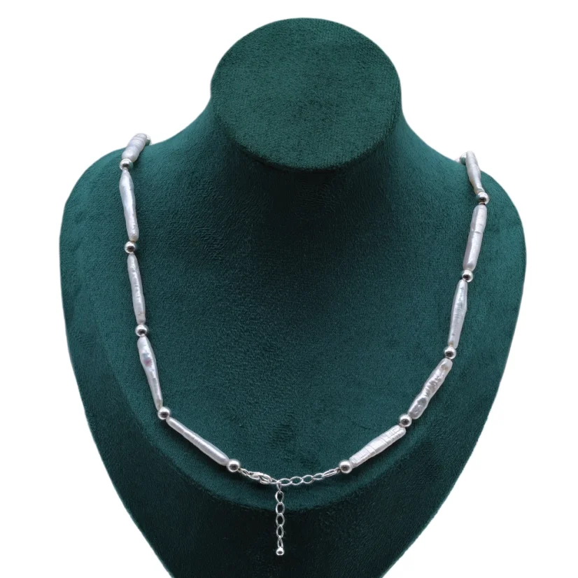 Perlový NÁHRDELNÍK - WHITE NEEDLE KESHI