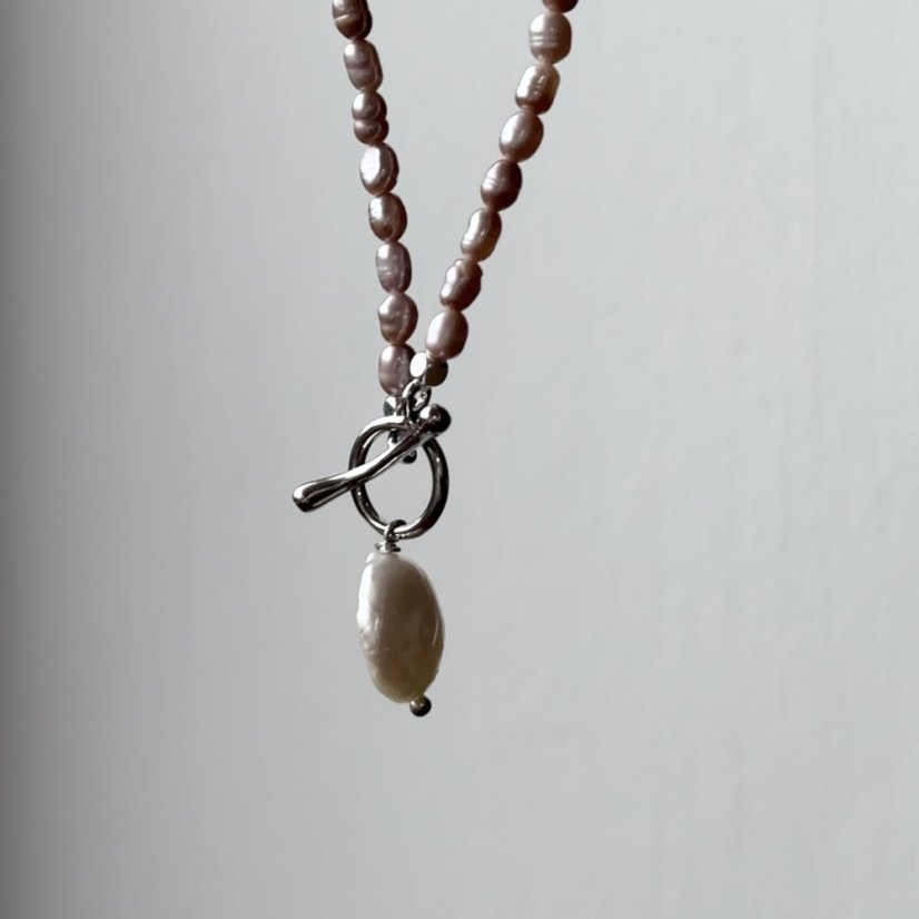 Perlový NÁHRDELNÍK - VIOLET SIMPLY SILVER COIN