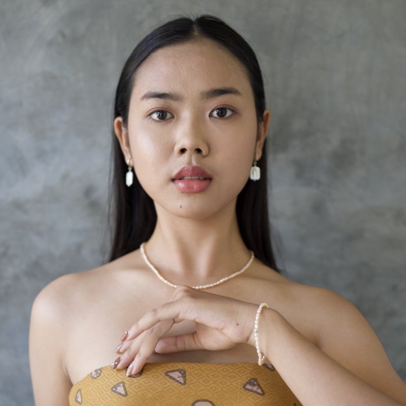 Perlový NÁHRDELNÍK - ROSE SIMPLY - Barva zapínání: Zlatá